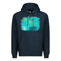 Navy turquoise background Premium Hoodie - AdoDesignShop