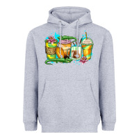 Heather Grey alligator coffee cups Heavyweight Hoodie - Zillion Design Studio