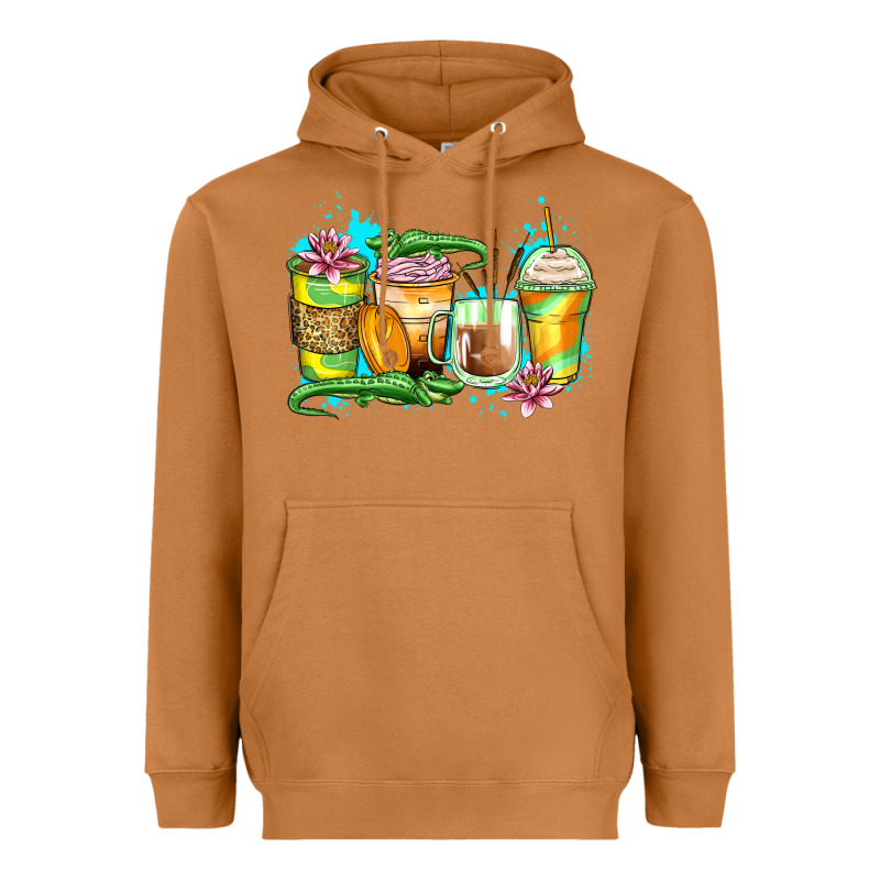 Alligator Coffee Cups Heavyweight Hoodie by Zillion Design Studio | Teevron