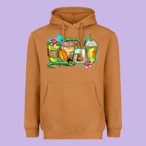 Alligator Coffee Cups Heavyweight Hoodie Designed By Zillion Design Studio