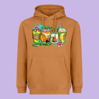 Alligator Coffee Cups Heavyweight Hoodie Designed By Zillion Design Studio