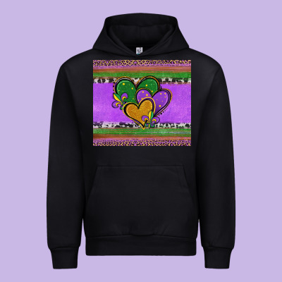 Mardi Gras Hearts And Fleur De Lis Urban Hoodie Designed By Jasminsmagicworld