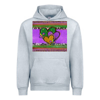 Heather Grey mardi gras hearts and fleur de lis Urban Hoodie - Jasminsmagicworld