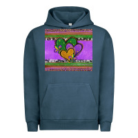 Pigment Midnight Navy mardi gras hearts and fleur de lis Urban Hoodie - Jasminsmagicworld