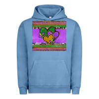 Pigment Pebble Blue mardi gras hearts and fleur de lis Urban Hoodie - Jasminsmagicworld