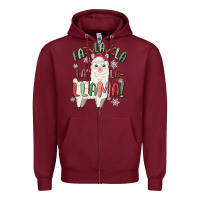 Burgundy fa la la llama Zipper Hoodie - MaliasSmallBusiness