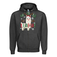 Charcoal Heather fa la la llama Zipper Hoodie - MaliasSmallBusiness