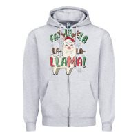 Heather Grey fa la la llama Zipper Hoodie - MaliasSmallBusiness