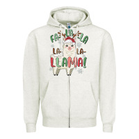 Oatmeal Heather fa la la llama Zipper Hoodie - MaliasSmallBusiness