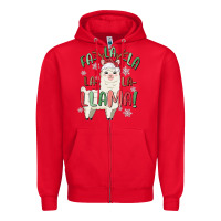 Red fa la la llama Zipper Hoodie - MaliasSmallBusiness