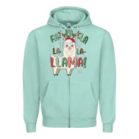 Seafoam fa la la llama Zipper Hoodie - MaliasSmallBusiness