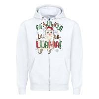 White fa la la llama Zipper Hoodie - MaliasSmallBusiness