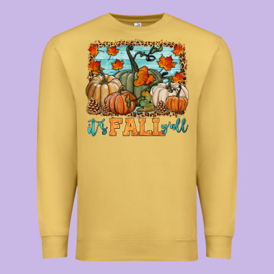 It's Fall Y'all Premium Sweatshirt Designed By Hra Design Shop