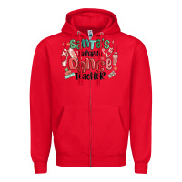 Red santa's favorite dance teacher Zipper Hoodie - MaliasSmallBusiness