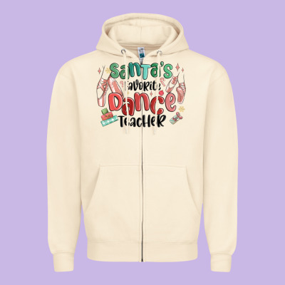 Zipper Hoodie santa's favorite dance teacher