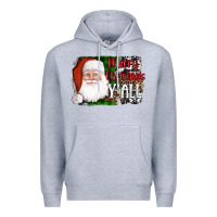 Heather Grey santa merry christmas y'all Premium Hoodie - AdoDesignShop