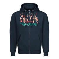 Navy merry dancemas christmas ballet Zipper Hoodie - MaliasSmallBusiness