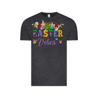Vintage Black easter vibes and butterfly with bunny and flowers Vintage Tee - Artiststas