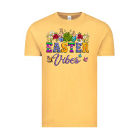 Vintage Mustard easter vibes and butterfly with bunny and flowers Vintage Tee - Artiststas