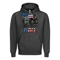 Charcoal Heather all american boy Zipper Hoodie - MaliasSmallBusiness