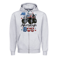 Heather Grey all american boy Zipper Hoodie - MaliasSmallBusiness