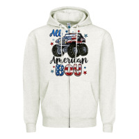Oatmeal Heather all american boy Zipper Hoodie - MaliasSmallBusiness