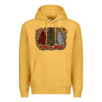 Mustard merry and bright with tree's Premium Hoodie - AdoDesignShop