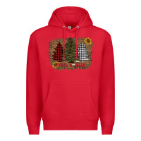Red merry and bright with tree's Premium Hoodie - AdoDesignShop