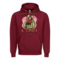 Burgundy true crimes & chill Zipper Hoodie - MaliasSmallBusiness