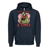 Navy true crimes & chill Zipper Hoodie - MaliasSmallBusiness