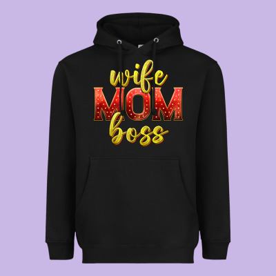 Wife Mom Boss Heavyweight Hoodie Designed By Texasbilliewilder