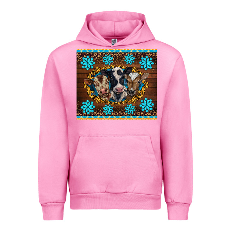 Western Baby Cow Turquoise Gemstones  Leopards Urban Hoodie by BarkalooDesign | Teevron
