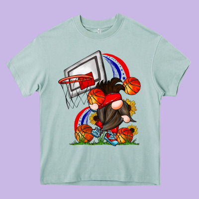 Basketball Gnome Heavy Core Tee Designed By Cowhidedigitalart