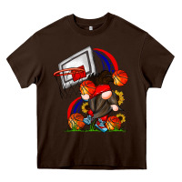 Chocolate Brown Basketball Gnome Heavy Core Tee - CowhideDigitalArt