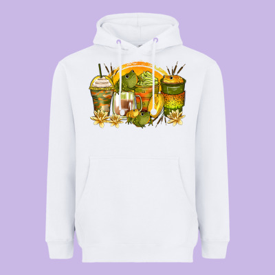 Frog Coffee Cups Heavyweight Hoodie Designed By Zillion Design Studio