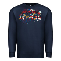Navy American Nurse 4th of July Premium Sweatshirt - CowGirlArtShop
