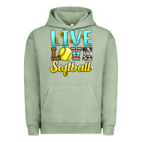 Pigment Oil Green live love softball Urban Hoodie - LillyAllenDesigns