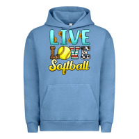 Pigment Pebble Blue live love softball Urban Hoodie - LillyAllenDesigns