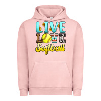 Pigment Salmon live love softball Urban Hoodie - LillyAllenDesigns
