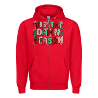 Red 'tis the damn season Zipper Hoodie - MaliasSmallBusiness
