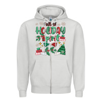 Dove Grey full of holiday Zipper Hoodie - MaliasSmallBusiness
