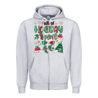 Heather Grey full of holiday Zipper Hoodie - MaliasSmallBusiness
