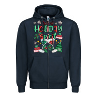 Navy full of holiday Zipper Hoodie - MaliasSmallBusiness