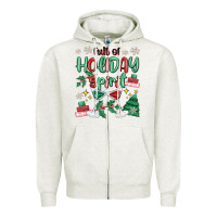 Oatmeal Heather full of holiday Zipper Hoodie - MaliasSmallBusiness