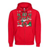 Red full of holiday Zipper Hoodie - MaliasSmallBusiness