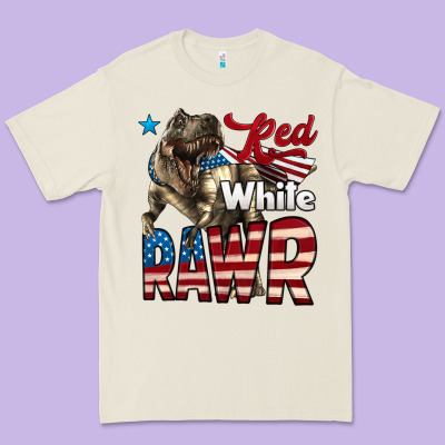 Red White Rawr Dinosaur T-rex Premium Tee Designed By Lillyallendesigns