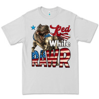 Dove Grey Red White Rawr Dinosaur T-Rex Premium Tee - LillyAllenDesigns