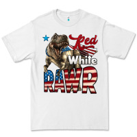 White Red White Rawr Dinosaur T-Rex Premium Tee - LillyAllenDesigns