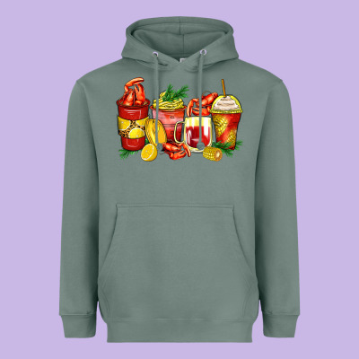 Crawfish Coffee Cups Heavyweight Hoodie Designed By Zillion Design Studio