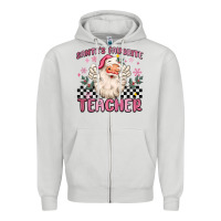 Dove Grey santa's favorite teacher Zipper Hoodie - MaliasSmallBusiness
